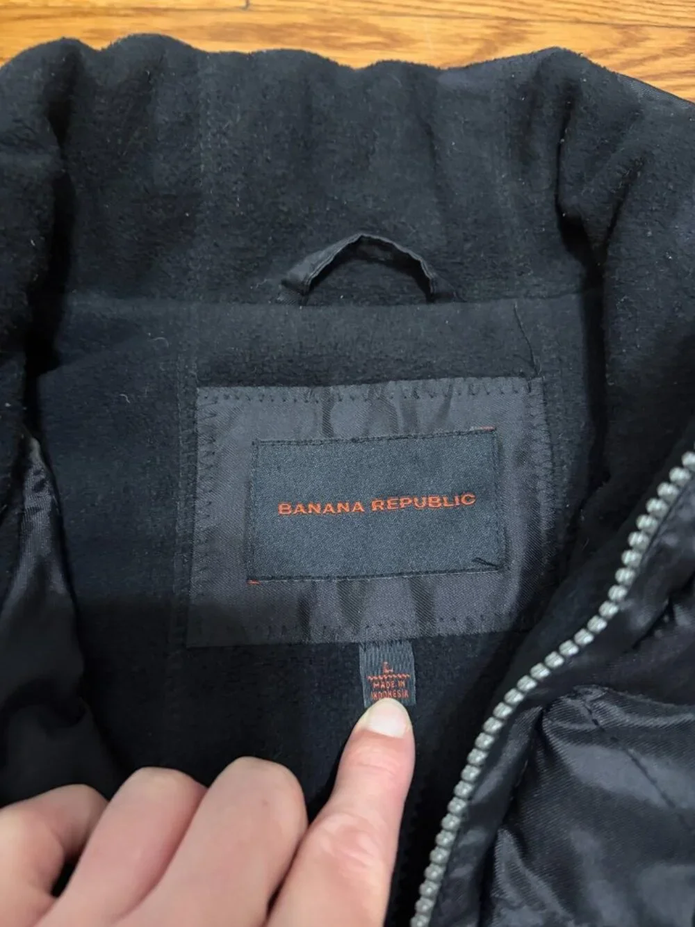 Banana Republic Mens Softshell Jacket Size Large Black Full Zip Fleece Lined